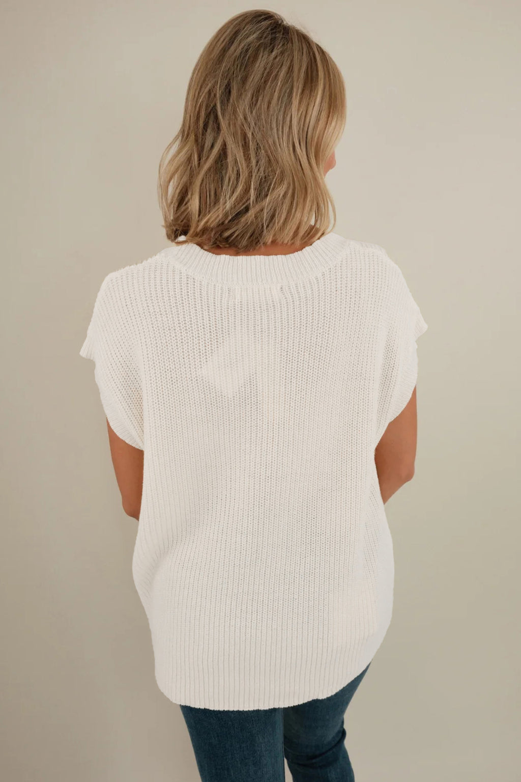 Turquoise Crochet Horseshoe Short Sleeve Knit Sweater