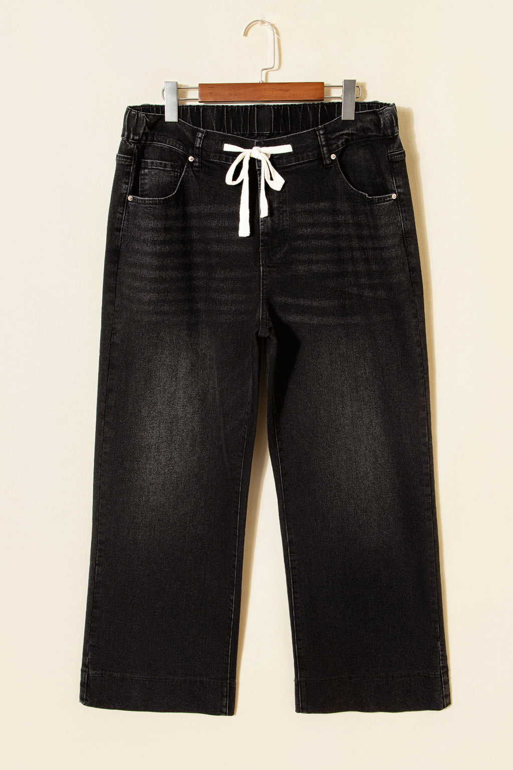 Dark Blue Acid Wash Contrast Lace-up Plus Size Jeans